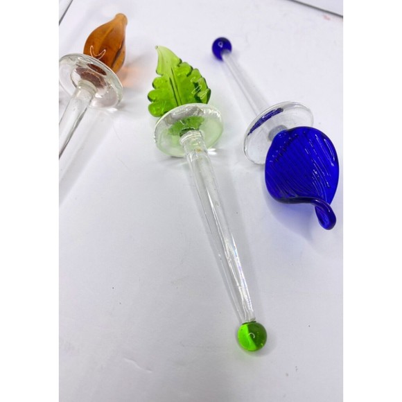 Vintage Set of four Elegant Swizzle Sticks Stirs, Handmade Italian Glass - Picture 3 of 9